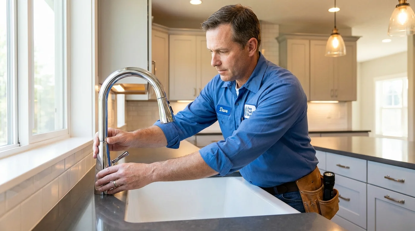 Kitchen faucet installation by Johns Plumbing LLC in Saint James