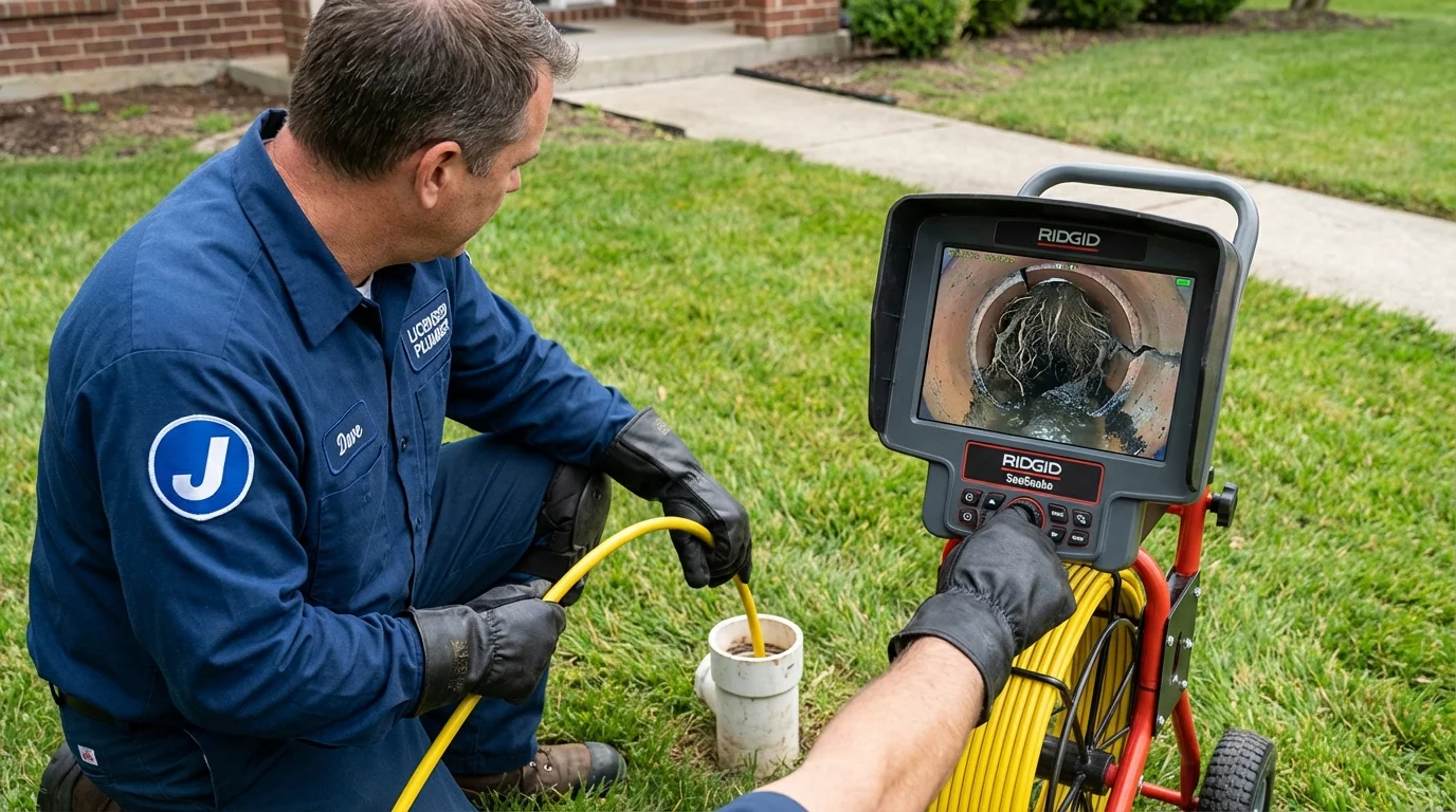 Sewer camera inspection being performed by Johns Plumbing LLC in Saint James